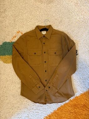 Men's Brown Button-Up Work Shirt Jacket